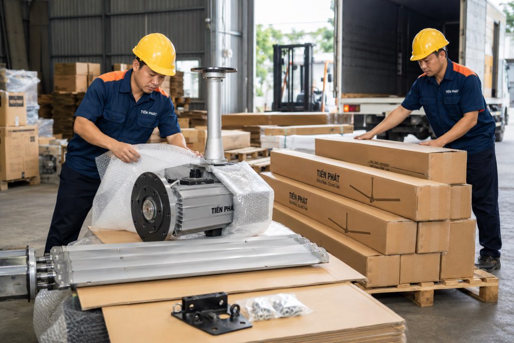 Quạt HVLS trong nhà xưởng — Quạt trần công nghiệp cỡ nhỏ TPS